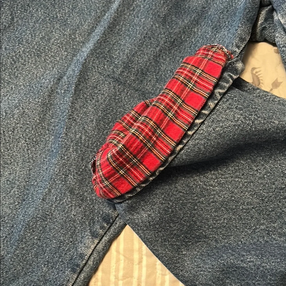 L.L. Bean Blue Jeans with Red Plaid Flannel Lined - Picture 3 of 6